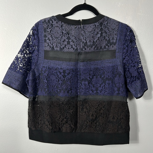 Rebecca Taylor Silk and Cotton Patchwork Lace Mixed-Media Top size 8 - Picture 5 of 15